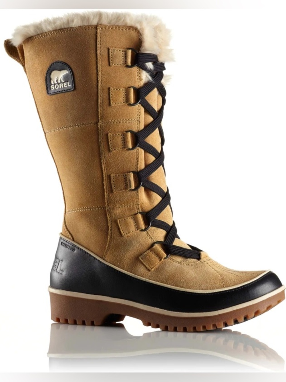 NWOT Sorel Women's Tall Lace-Up Winter Boot in Chestnut with Black Trim